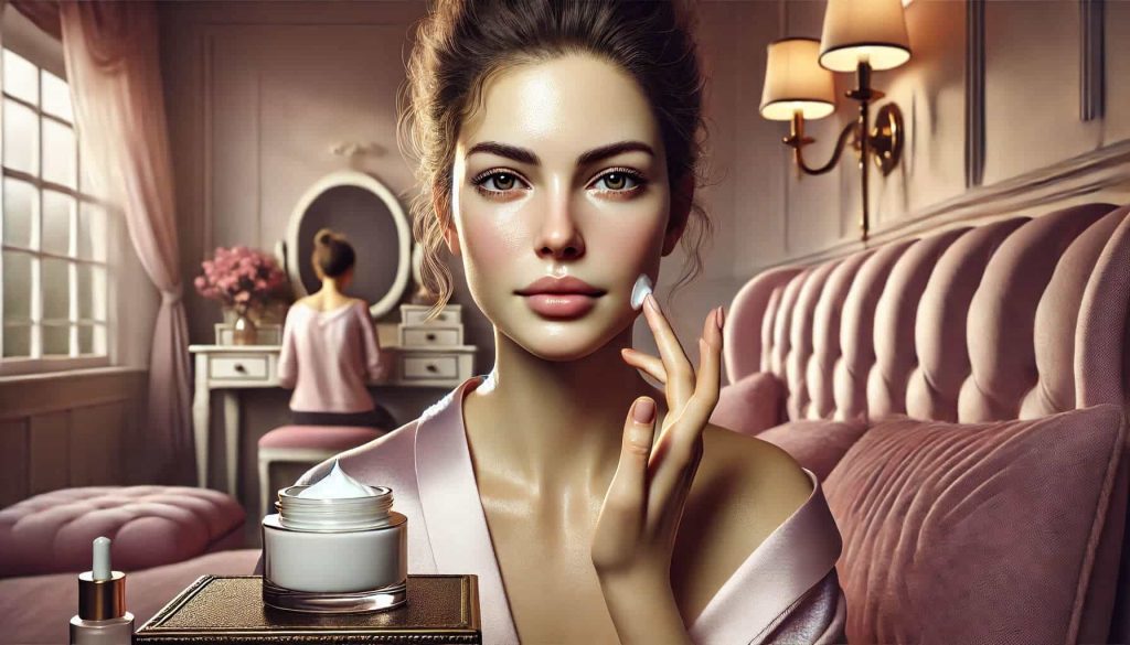 lady in UAE applying the night cream on face