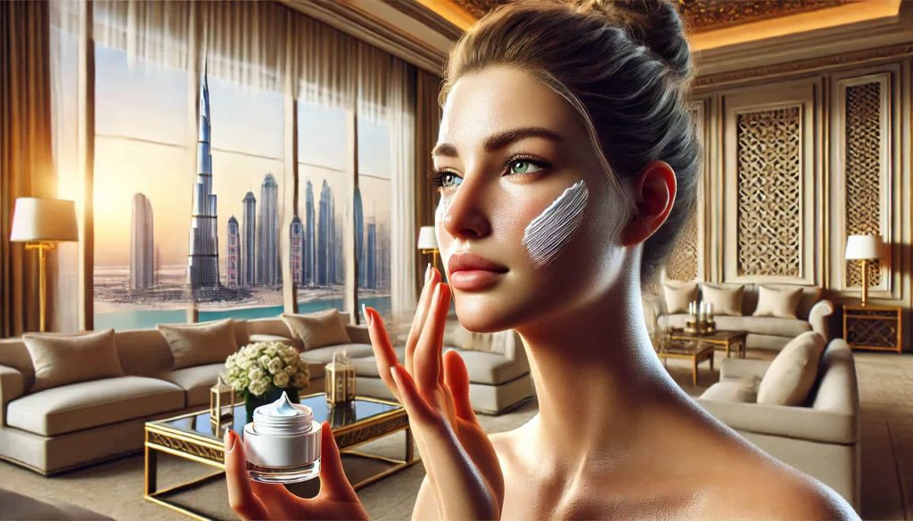 woman applying night cream in UAE