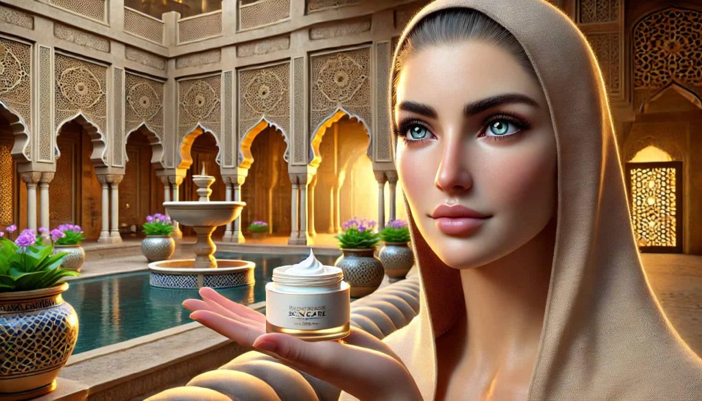 Woman with a face cream