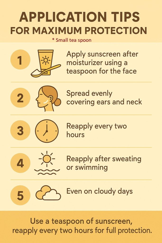 application of sunscreen infographics